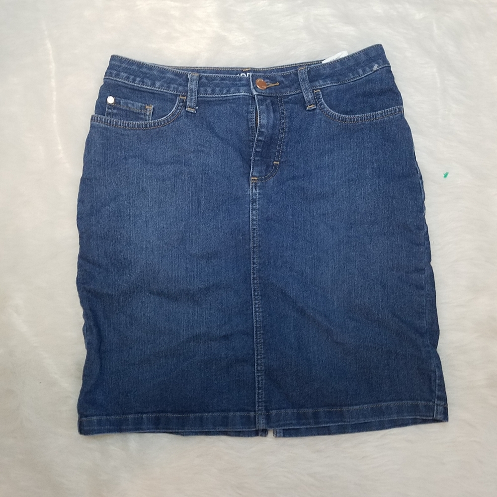 Riders Lee Midrise Blue Wash Jean Miniskirt, 6